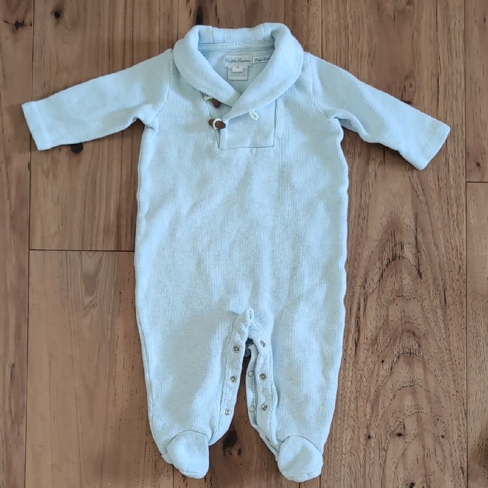 Classic Blue Footie One Piece with Polo Collar